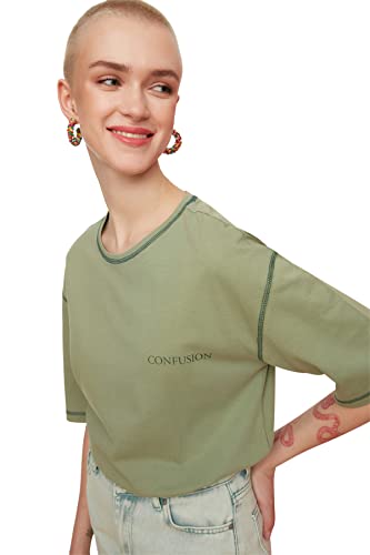 Trendyol 100% Baumwolle T-Shirt - Grün - Regular von TRENDYOL