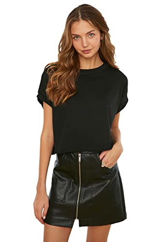 Trendyol Damen Trendyol Crop Gestricktes T-shirt T Shirt, Schwarz, M EU von TRENDYOL