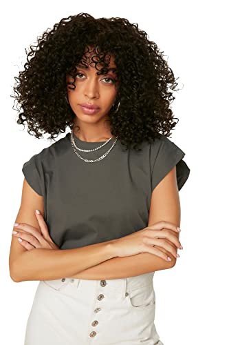 TRENDYOL Damen Trendyol T-shirt mit Sleeveless Basic T-Shirt Westlich, Anthracite, S von TRENDYOL