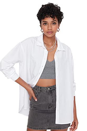 TRENDYOL Damen Trendyol Loss Fit Shirt, Weiß, 34 EU von TRENDYOL