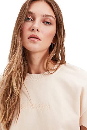 Trendyol Beige Stickerei und Crop Gestrickte Sweatshirts, beige, von TRENDYOL