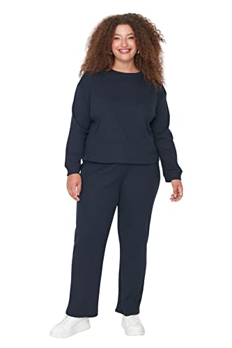 Trendyol Women's Damen 2er-Pack Gerade Lange Ärmel Freizeitkleidung Regulär Pyjama Übergröße Pajama Set, Navy, XXL von TRENDYOL