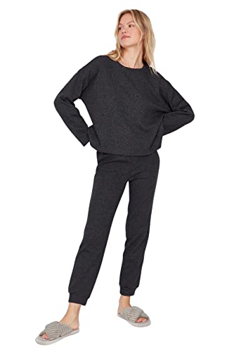 Trendyol Damen 2er-Pack Gerade Lange Ärmel Lounge/Zuhause Entspannt Pyjama-Set von TRENDYOL