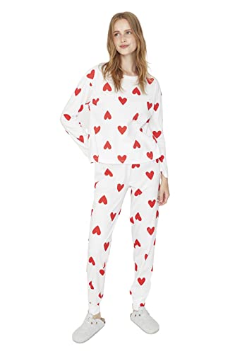 Trendyol Damen 2er-Pack Herz Lange Ärmel Lounge/Zuhause Regulär Pyjama-Set von TRENDYOL