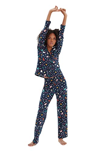 Trendyol Damen 2er-Pack Weihnachten Lange Ärmel Lounge/Zuhause Tailliert Pyjama-Set von TRENDYOL