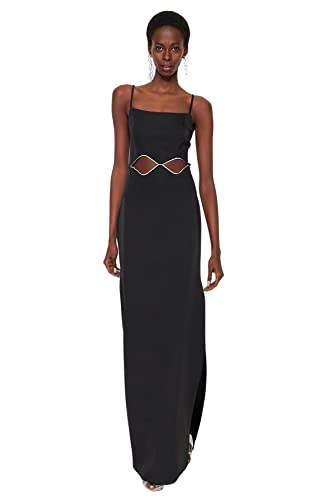 Trendyol Damen Abendkleid mit Shift-Passform, gewebt, Schwarz, 40 von TRENDYOL