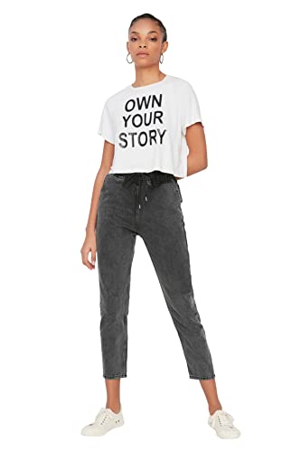 TRENDYOL Damen Charcoal High Waist Jogger Mom Jeans, Anthrazit, 36 EU TRENDYOL Damen Charcoal High Waist Jogger Mom Jeans, Anthrazit, 36 EU von TRENDYOL