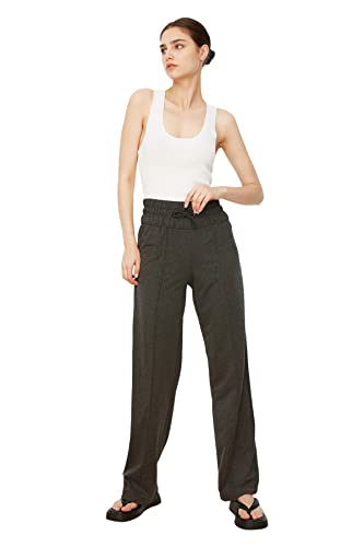 Trendyol Damen Anthracite High Waist Straight Fit Knitted Slim Treatpants Sweatpants, Anthracite, L EU von TRENDYOL