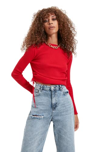 Trendyol Damen Apruk Shiller Detaillierte Knessic Versand Sweatshirt, rot, Large von TRENDYOL