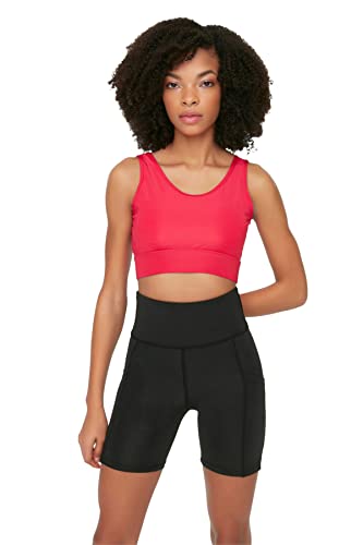 Trendyol Damen Black High Waist Mobile Detailed Sports Leggings Yoga Shorts, Schwarz, XS EU von TRENDYOL