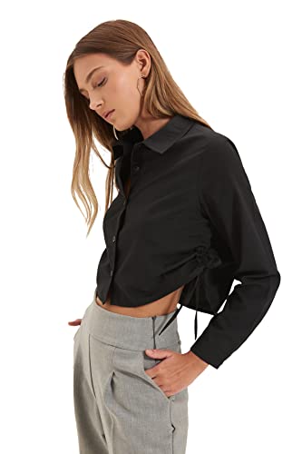 Trendyol Damen Black Rope Detailed Shirt, Schwarz, 38 EU von TRENDYOL