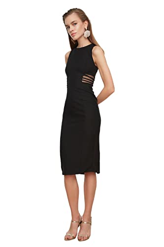 TRENDYOL Damen Schwarzes Taille Detailliertes Kleid Cocktail Dress, Schwarz, 34 EU von TRENDYOL