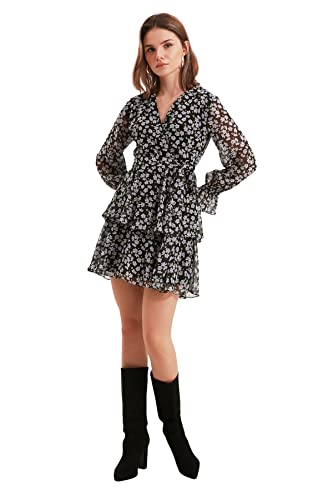 Trendyol Damen Blumen Mini Lange Ärmel Lässig/Lässig Regulär Kleid von TRENDYOL