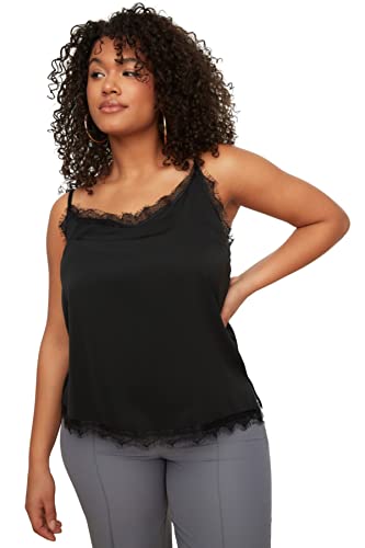 Trendyol Damen Bluse, Normale Passform, V-Ausschnitt, gewebt, Übergröße Hemd, Schwarz, 40 Mehr von TRENDYOL