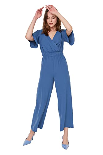 Trendyol Damen Chest Collar Jumpsuit Overall, Blau, 34 EU von TRENDYOL