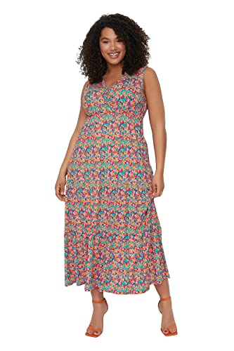 Trendyol Damen Damenkleid Kleid, Normale Passform, Strick, Übergröße, Sehr bunt, XXXXXL Trendyol Damen Damenkleid Kleid, Normale Passform, Strick, Übergröße, Sehr bunt, XXXXXL von TRENDYOL