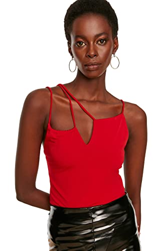 Trendyol Damen Detailed Knitted Body T Shirt, Rot, 40 EU von TRENDYOL