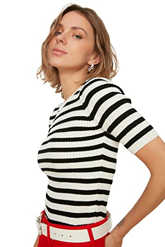 TRENDYOL Damen Trendyol-eec Striped Cardigan Sweater, Ecru, S EU von TRENDYOL
