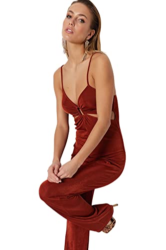 Trendyol Damen Einfarbiger Strick Overalls, Zimt, 38 von TRENDYOL