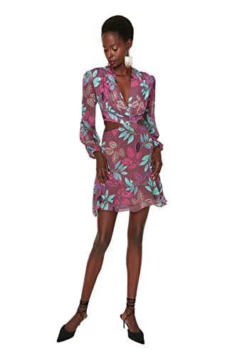 Trendyol Damen Figurbetont Bodycon U-Ausschnitt Gestrickt Kleid, Mehrfarbig, 36 Trendyol Damen Figurbetont Bodycon U-Ausschnitt Gestrickt Kleid, Mehrfarbig, 36 von TRENDYOL