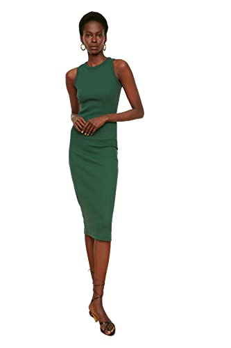 Trendyol Damen Figurbetontes Midi Kleid, grün, X-Small von TRENDYOL