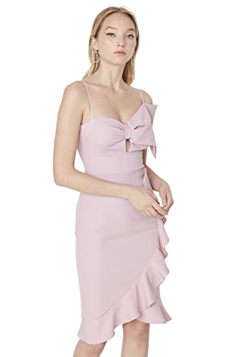 Trendyol Damen Figurbetontes Mini Kleid, Rose, 38 von TRENDYOL