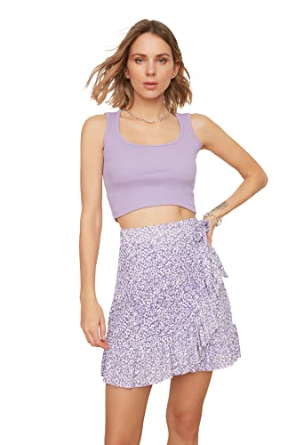 Trendyol Damen Flywheel Knitted Skirt. Skirt, Lila, XL EU von TRENDYOL