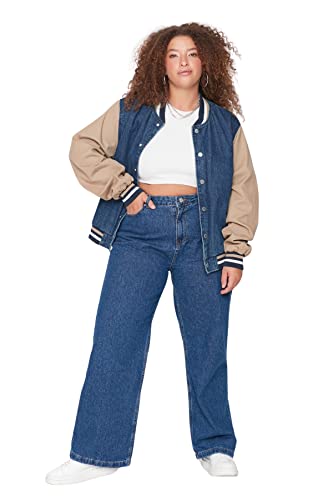 Trendyol Damen Women Plus Size High Waist Wide Leg Jeans Hose, Indigo, 70 Große Größen EU von TRENDYOL