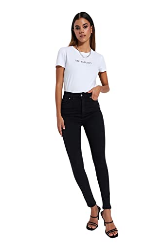 Trendyol Damen Frauen Normale Taille Fit Skinny Jeans Hose, Schwarz, 62 von TRENDYOL