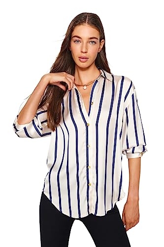 Trendyol Damen GESTREIFT Lange Ärmel Plus Size Hemd von TRENDYOL