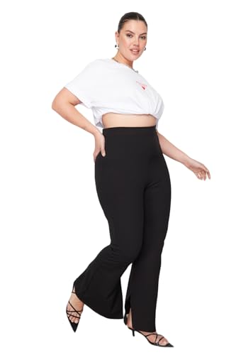 Trendyol Damen Gerade Fackel Hohe Taille Hosen in Plus Size von TRENDYOL