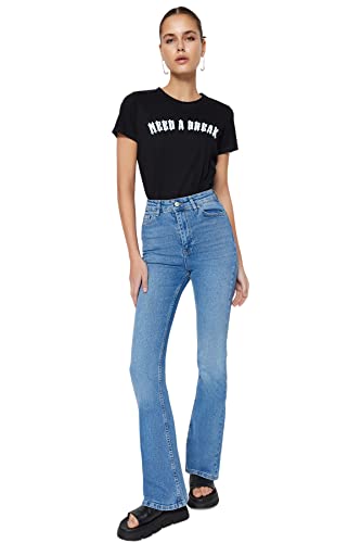 Trendyol Damen Gerade Fackel Hohe Taille Jeans von TRENDYOL