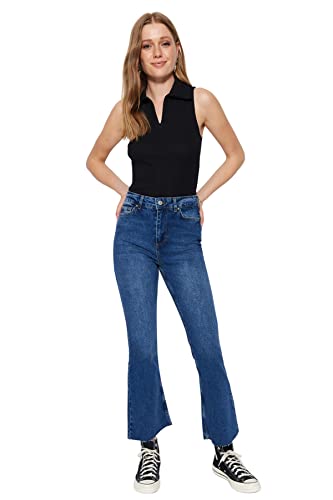 Trendyol Damen Gerade Fackel Hohe Taille Jeans von TRENDYOL