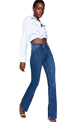 Trendyol Damen Gerade Fackel Hohe Taille Jeans von TRENDYOL