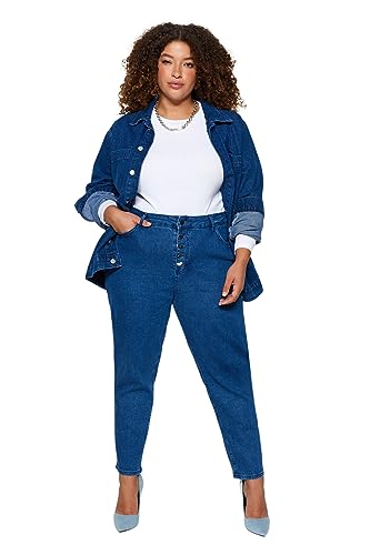 Trendyol Damen Gerade Hohe Taille Plus-Size-Jeans von TRENDYOL