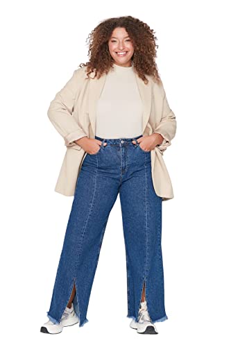 Trendyol Damen Gerade Hohe Taille Plus-Size-Jeans von TRENDYOL