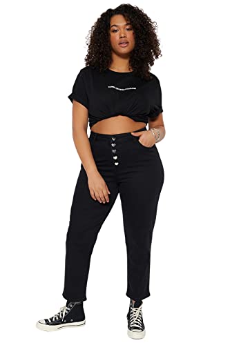 Trendyol Damen Gerade Hohe Taille Plus-Size-Jeans von TRENDYOL