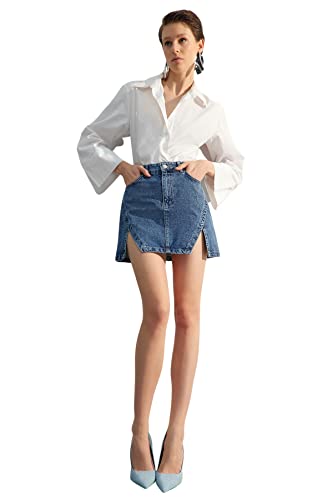 Trendyol Damen Gerade Mini Eine Linie ROCK von TRENDYOL