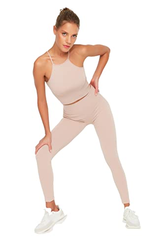 Trendyol Damen Gestrickte Sportstöße Yoga Pants, Rose, M-L EU von TRENDYOL