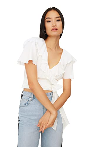 Trendyol Damen Gevulde blouse. Blouse, Ecru, 36 EU Trendyol Damen Gevulde blouse. Blouse, Ecru, 36 EU von TRENDYOL