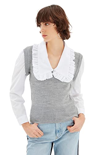 Trendyol Damen Gray Woven Garnish Knitwear Sweater, Gray, M EU von TRENDYOL