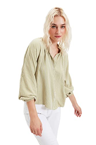 TRENDYOL Damen Tentryol Green Plaid Shirt Western Shirt, Grün, 36 von TRENDYOL