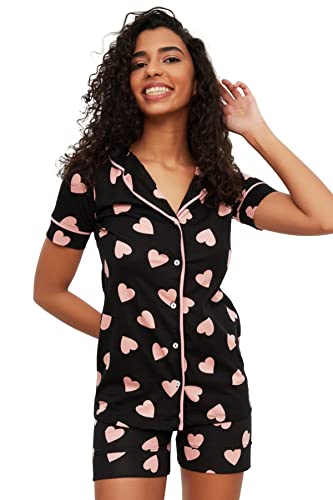 Trendyol Damen Heart Pattern Knitted Pajama Set, Multi Color, XL EU von TRENDYOL