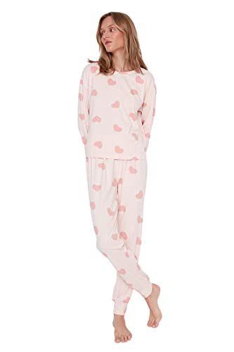 Trendyol Damen Herz Lange Ärmel Lounge/Zuhause Regulär Pyjama-Set von TRENDYOL