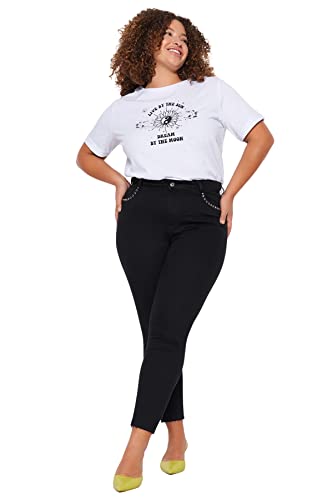 Trendyol Damen Jeans mit hoher Taille, Skinny Fit, Übergröße Hose, Schwarz, 46 von TRENDYOL