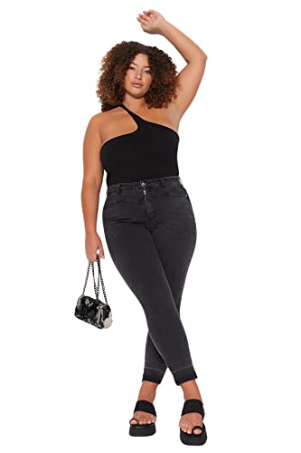 Trendyol Damen Jeans mit hoher Taille, Skinny Fit, Übergröße Hose, anthrazit, 48 Plus von TRENDYOL