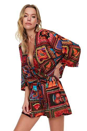 Trendyol Damen Landschaftsdruck gewebtes zweiteiliges Set Hemd, Sehr bunt, UK 12 von TRENDYOL