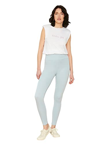 Trendyol Damen Light Blue High Waist Recovery Knitted Tights Leggings, Clear Blue, S EU Trendyol Damen Light Blue High Waist Recovery Knitted Tights Leggings, Clear Blue, S EU von TRENDYOL