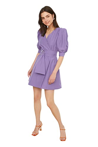 Trendyol Damen Lilac Arched Balloon Sleeve Business Casual Dress, Lila, 42 EU von TRENDYOL