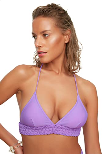 Trendyol Damen Macreme Detaillierte Dreieck-bikini-top Bikini Top, Lila, 34 EU von TRENDYOL